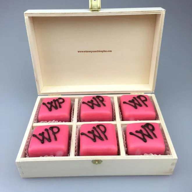 Original Wiener Punschkrapfen 6er Box klassisch im Holzkistchen